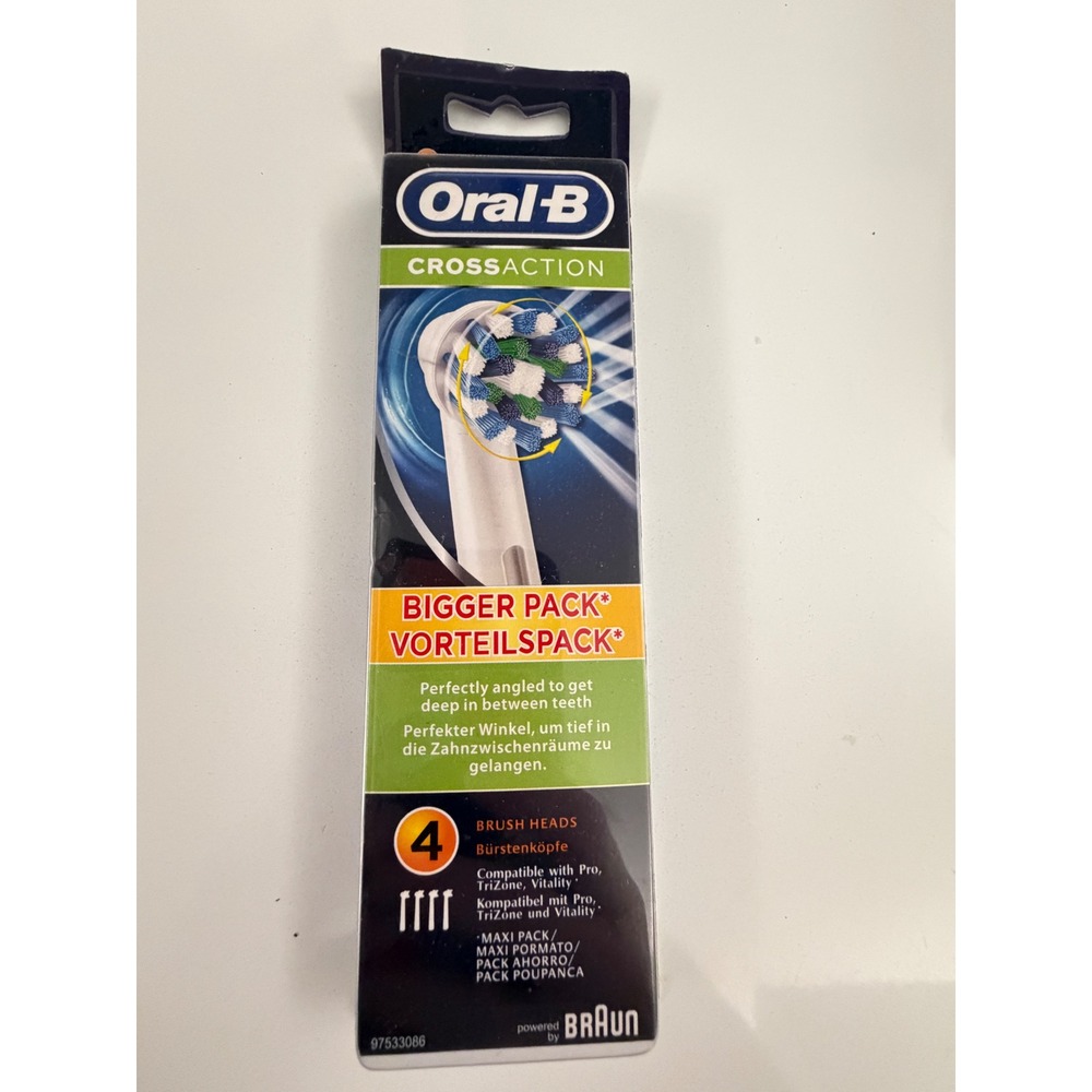 Oral-B CrossAction Replacement Electric Toothbrush Heads 4 Count White Pack